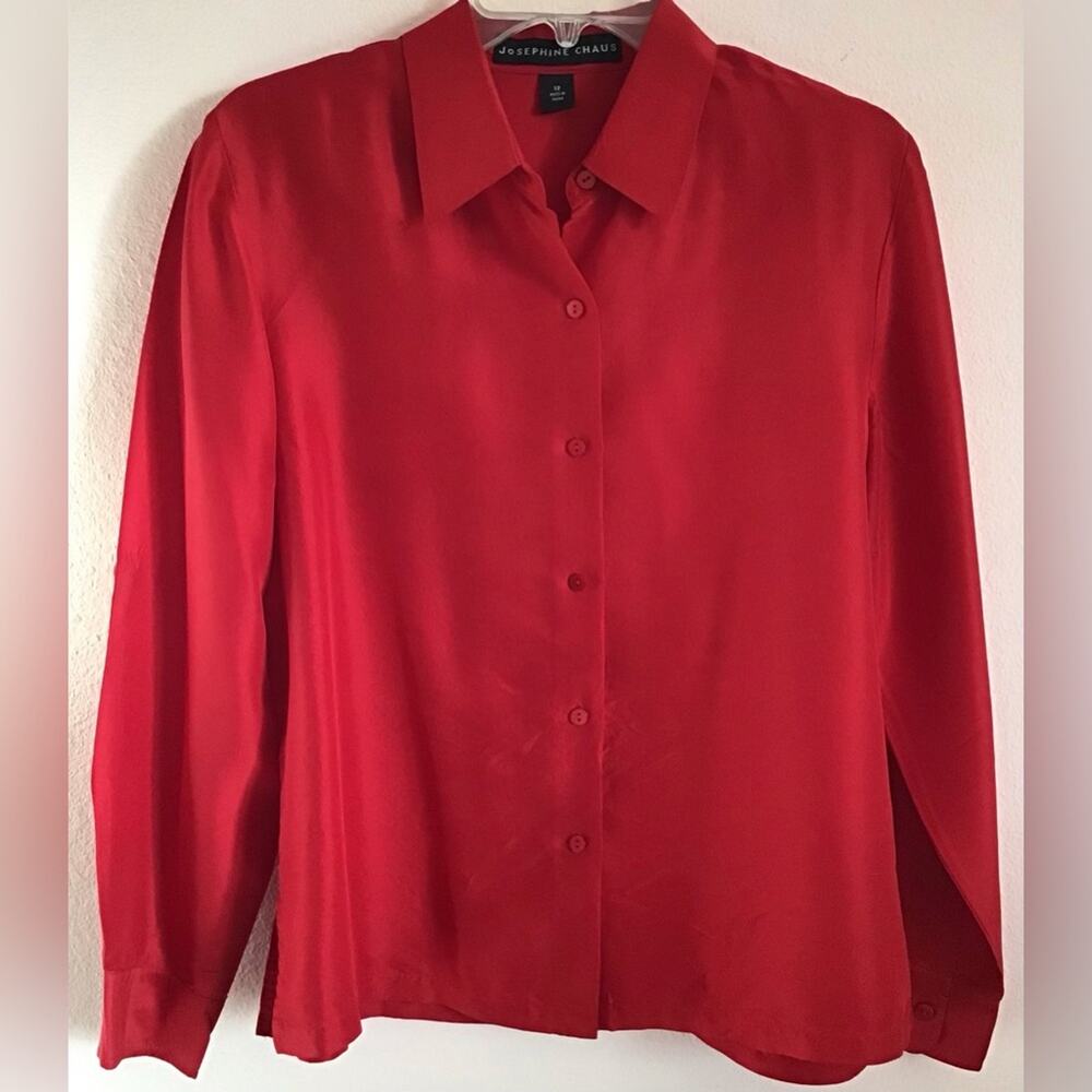 Josephine Chaus red button down blouse size 12
